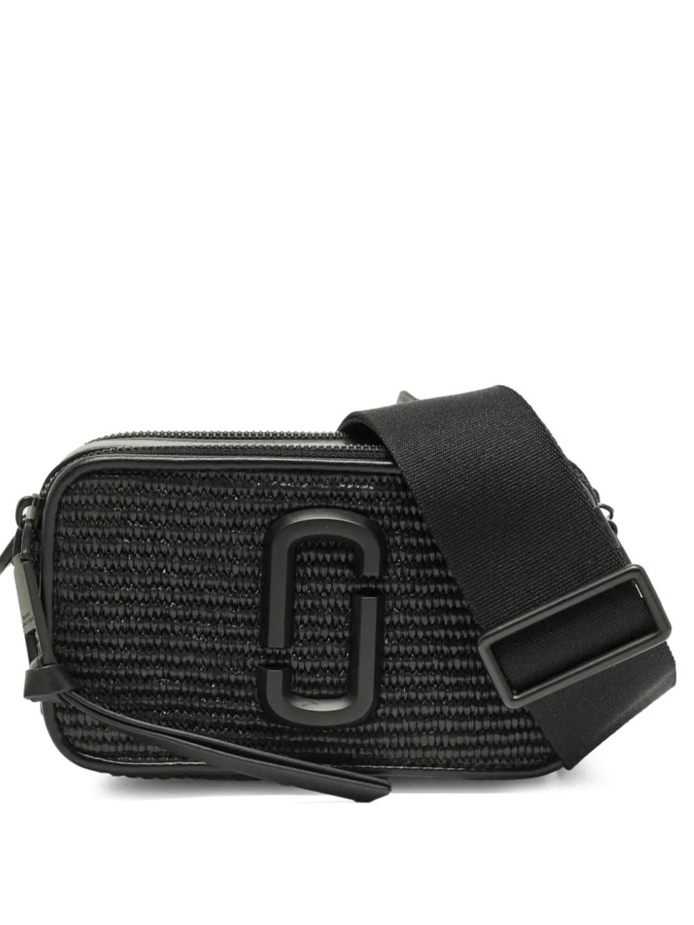 Marc Jacobs Black Snapshot Camera Raffia Bag Crossbody Wide Strap